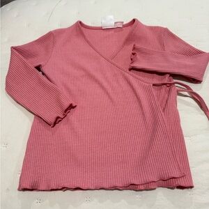 Zara Kimono Style Dusty Pink Girl’s Crossover Top Size 3T NWOT